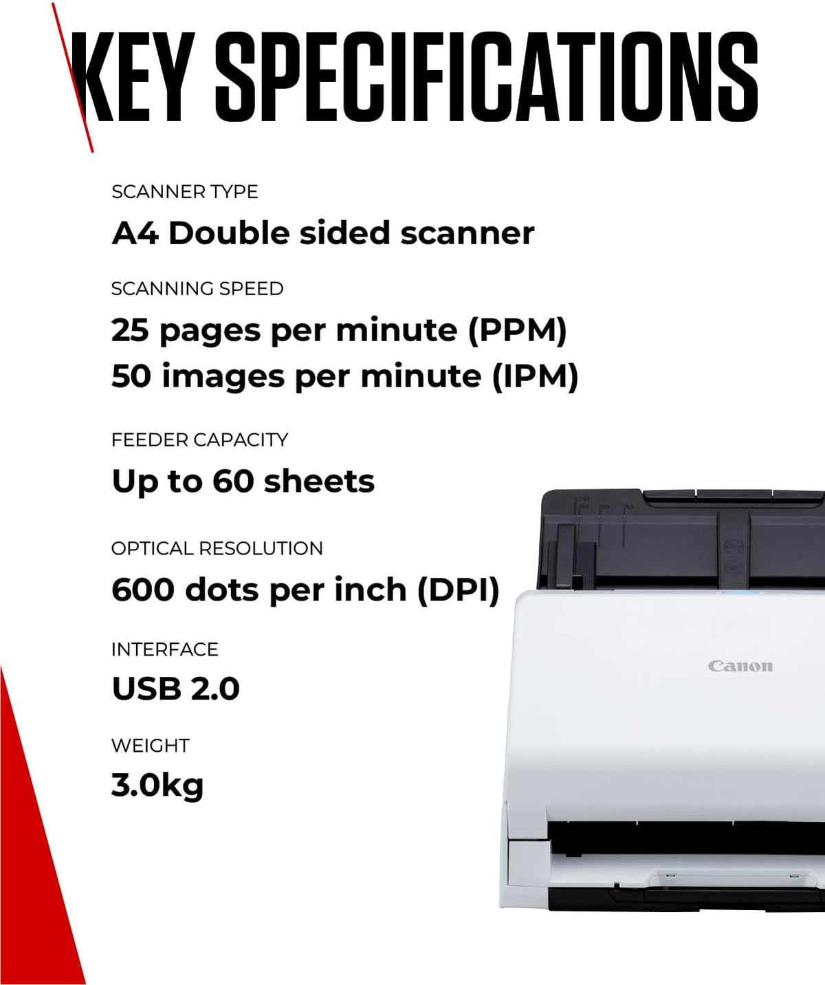 Canon imageFORMULA R30 A4 Duplex Document Scanner 25ppm [IFR30]