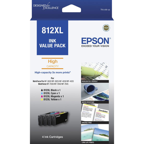 *CLEAR!* Genuine Epson 812XL DURABrite Ultra Ink Cartridge Value Pack [C13T05E696]