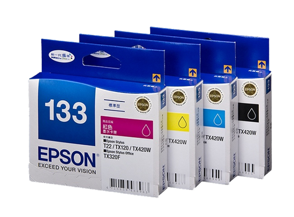 *CLEAR!* 4x Pack Epson 133 T1331 T1332 T1333 T1334 Ink Cartridge Set Bundle (1BK,1C,1M,1Y) Standard Yield