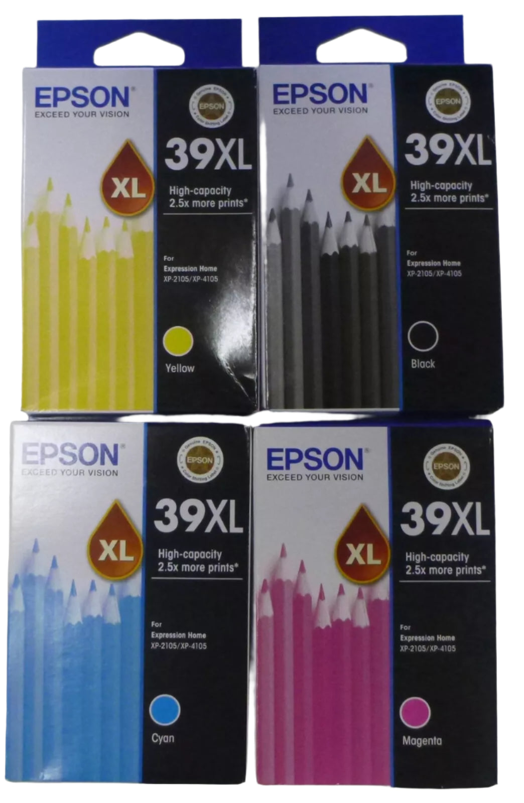 Bundle: 4 Pack Genuine Epson #39XL Ink Cartridge Set High Yield for XP-2105 XP-4105