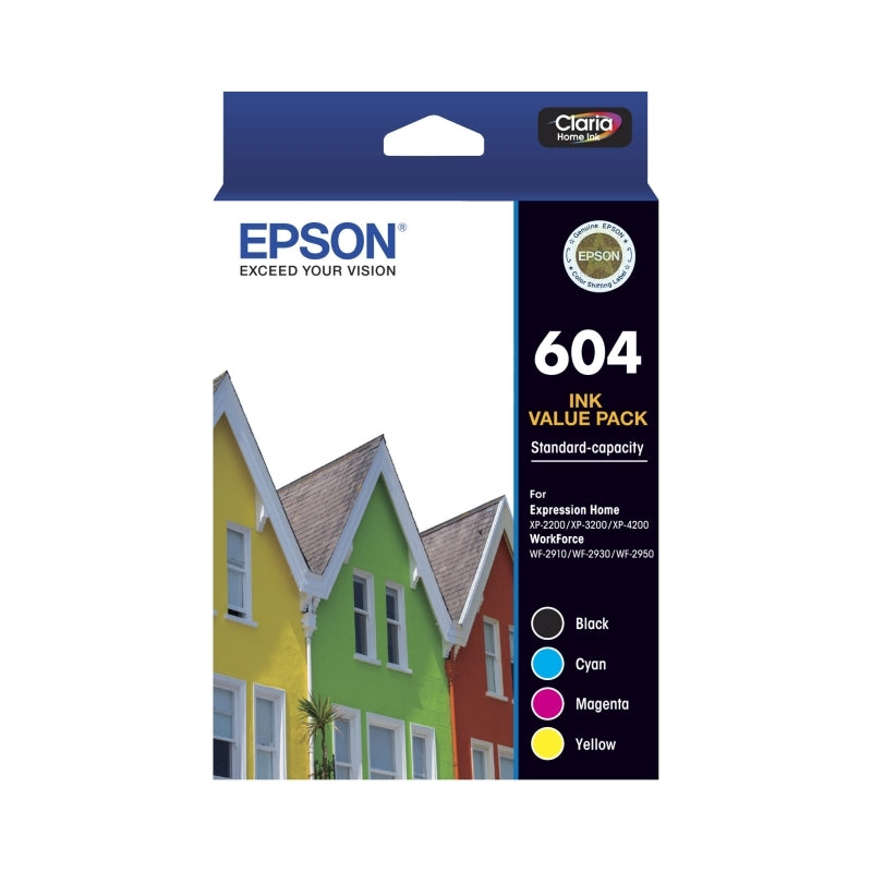 Genuine 4x Pack Epson 604-C/M/Y/K Color Ink Cartridge Value Pack [C13T10G692]