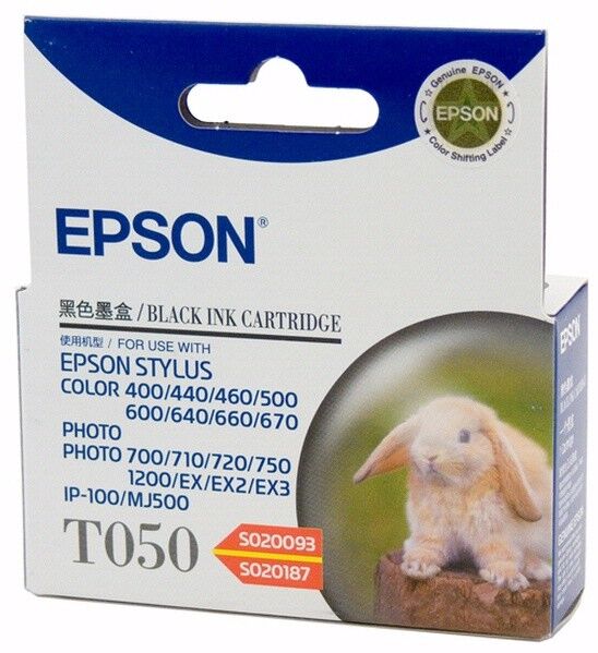 1 x Genuine Epson T050 Black Ink Cartridge S020187 S020093 (540 Pages) [C13T050190]