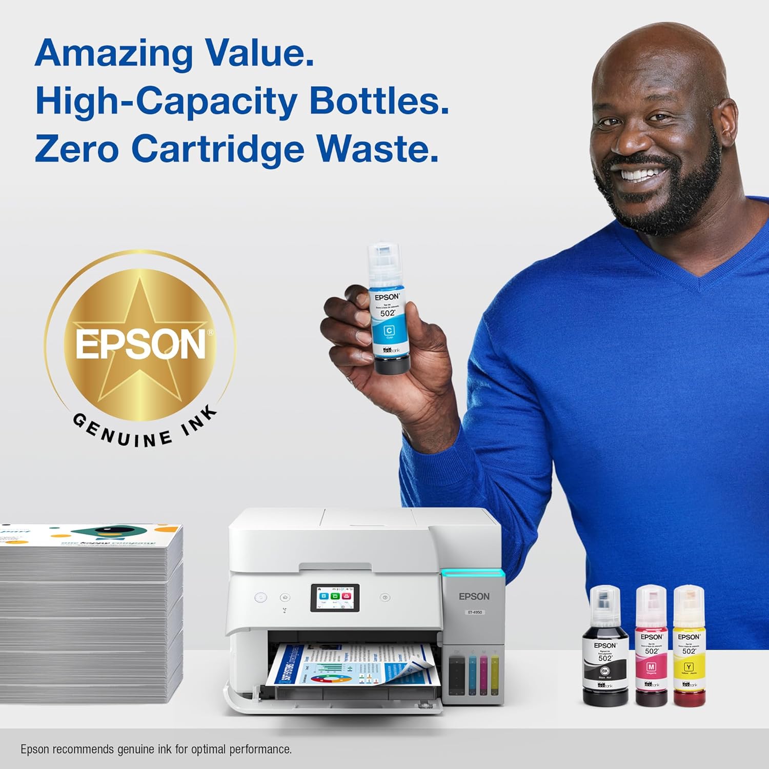 Bundle: Epson T502 EcoTank Ink Bottle Color Combo Pack for ET-2850 ET-2950 ET-3800 ET-3900 ET-4850 ET-4950