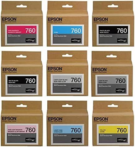 Bundle: 9x Pack Genuine Epson T7601-T7609 760 Ink Cartridge Set for SureColor SC-P600