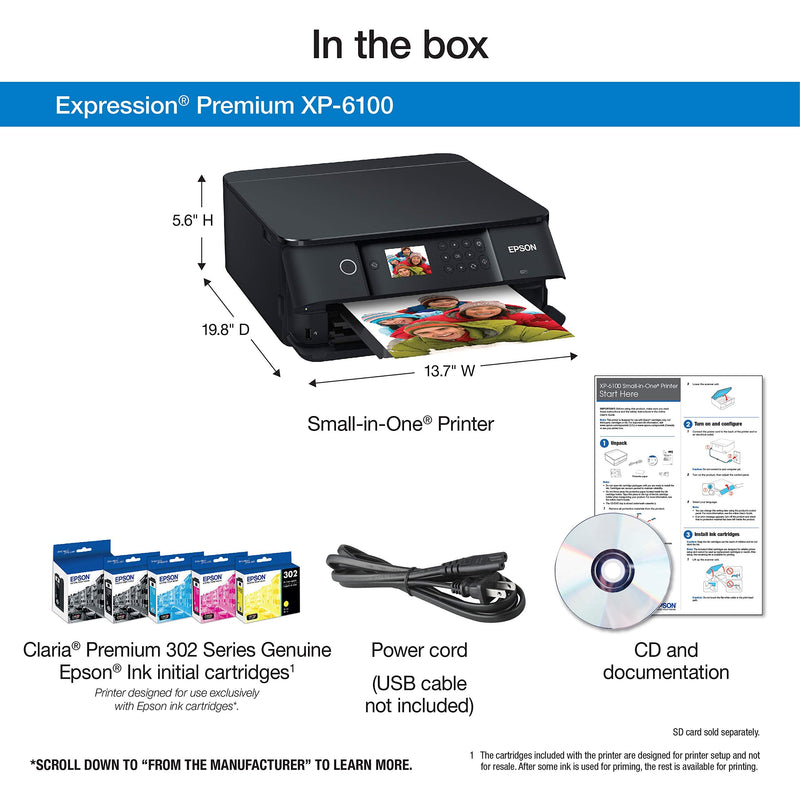 Epson Xp-6100 Expression Premium 5X Color A4 Multifunction Inkjet Printer C11Cg97501 Xp6100 Inkjet