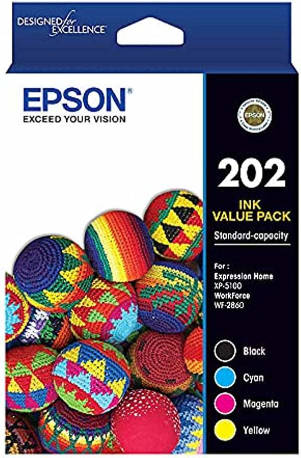 Genuine Epson #202 B/C/M/Y Ink Set Value 4 Pack [C13T02N692] Cartridge -