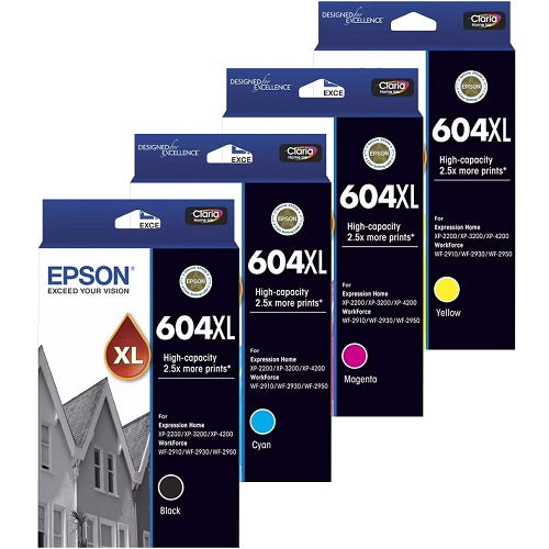 4x Pack Genuine Epson 604XL C/M/Y/K Ink Cartridge Set (1BK,1C,1M,1Y) High Yield WF2910 WF2930 WF2950