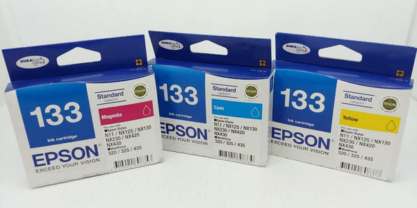 *CLEAR!* Genuine EPSON #133 C/M/Y Color Ink Cartridge Value Pack [T133292-T133492]