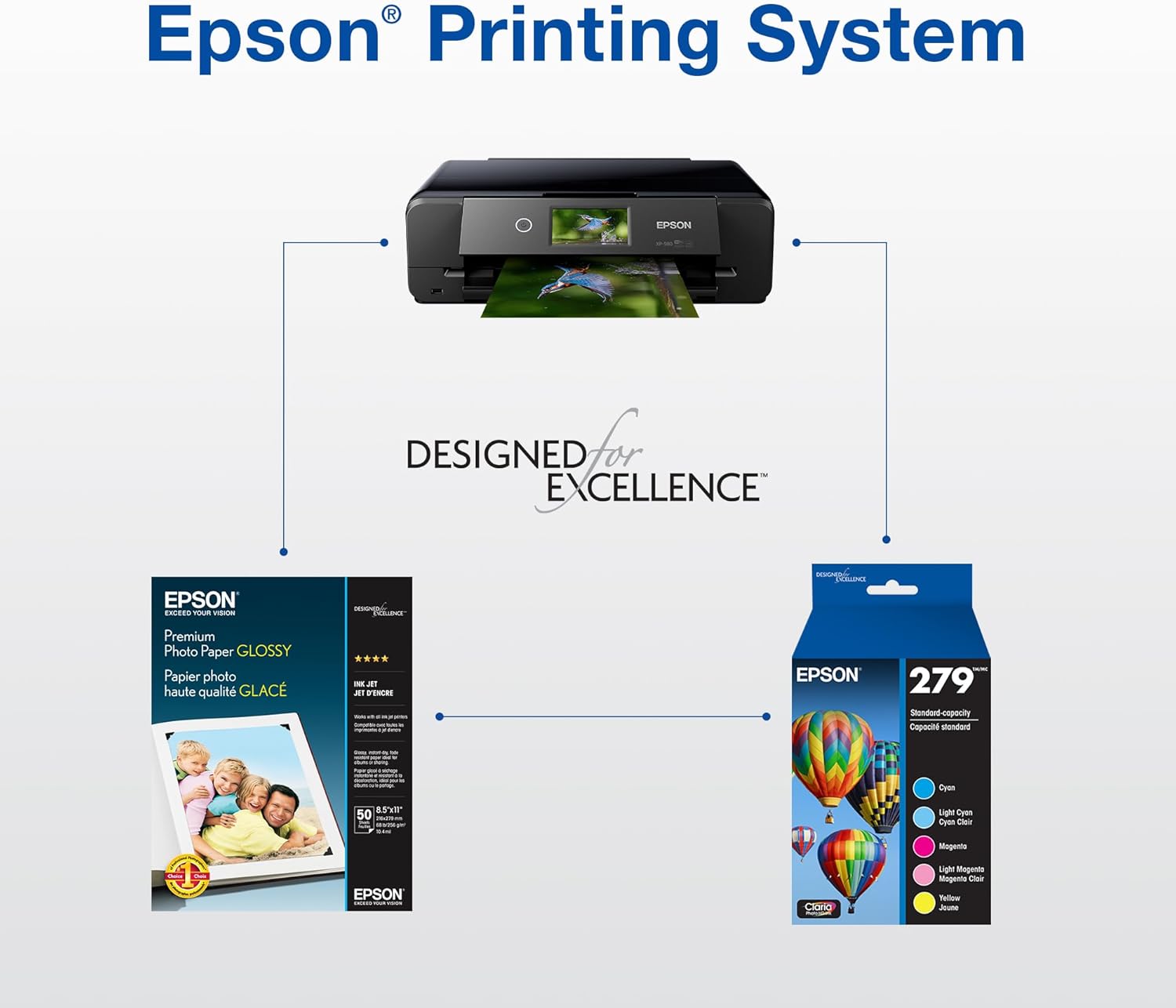 EPSON #279 Claria Photo HD Ink Standard Capacity 5 Color Cartridge Combo Pack (T279920-S) for Expression Photo XP-980