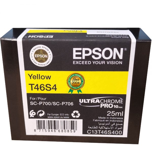 Genuine Epson 46S Yellow Ink Cartridge For Surecolor Sc-P706 [P/n:c13T46S400] -