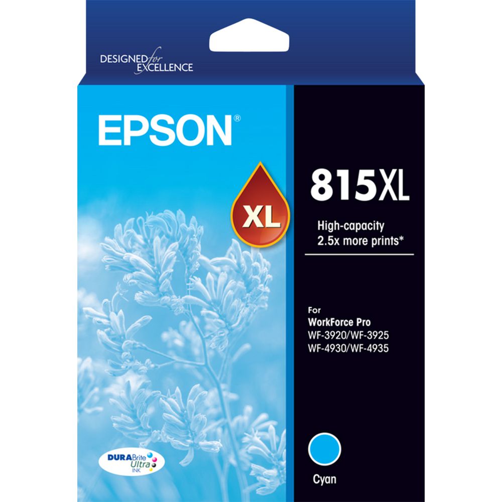 Genuine Epson #815XL High Capacity DURABrite Ultra Cyan Ink Cartridge [C13T17F292]