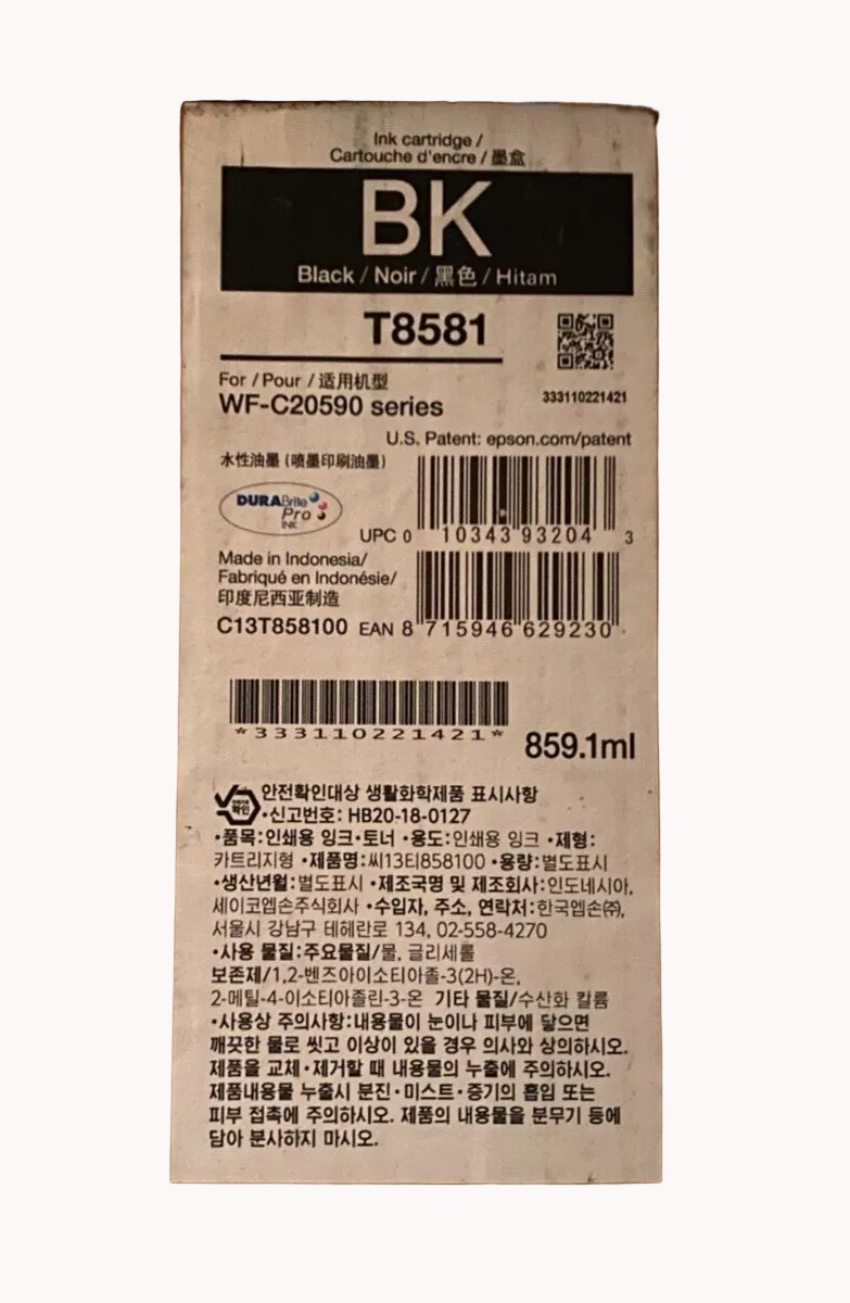 *SALE!* Genuine Epson WF-C20590 Enterprise T8581 Black Ink Cartridge [C13T858100] 50K Yield 859ml