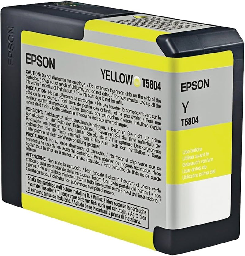 Epson T5804 UltraChrome K3 80ml Yellow Pigment Ink Cartridge [C13T580400]