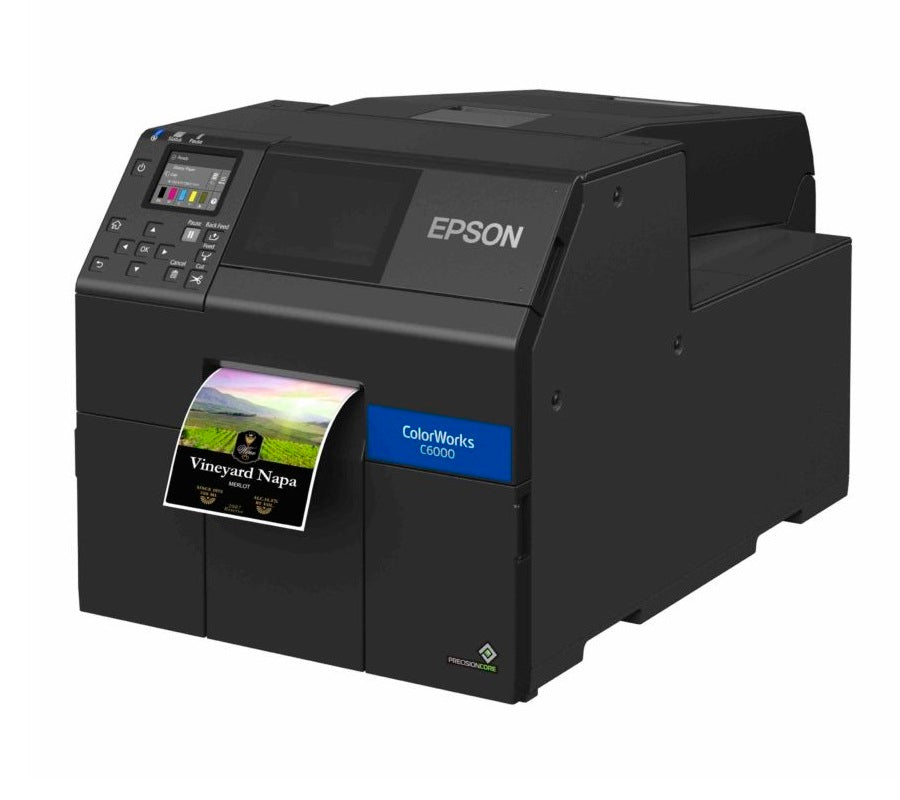 EPSON ColorWorks C6010P USB/Ethernet Inkjet Colour Label Printer – 4" with Auto-Peeler – Includes Power Cable
