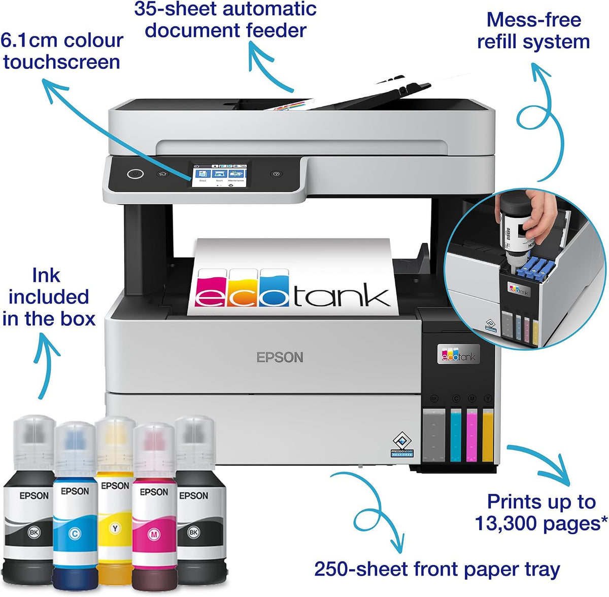 EPSON EcoTank Pro ET-5150 Multifunction Ink Tank MFP Printer T113 Ink Bottle Int. [C11CJ89401]