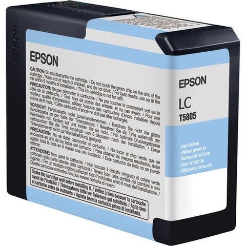 Epson T5805 UltraChrome K3 80ml Light Cyan Pigment Ink Cartridge [C13T580500]