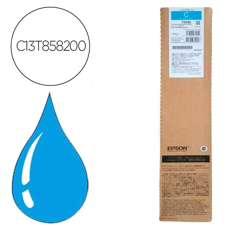 Genuine Epson WF-C20590 Enterprise T8582 Cyan Ink Cartridge [C13T858200] 50K Yield 454.8ml