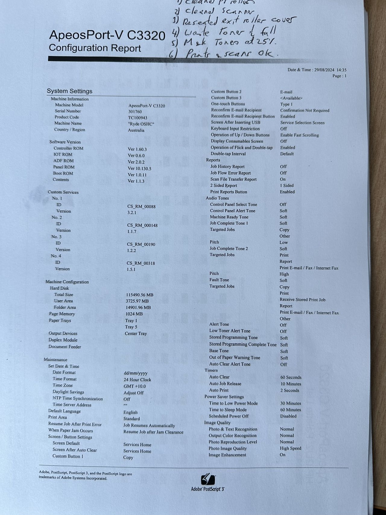 *Used* Fuji Xerox ApeosPort-V C3320 4-in-1 Color Laser Multifunction Printer+3-Month Wty