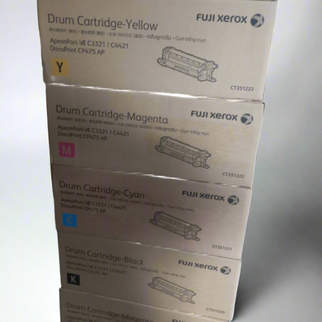 *SALE!* 4x Pack Genuine Fuji Xerox Docuprint CP475 ApeosPort-VII C3321 C4421 C/M/Y/K Drum Value Pack (60K)