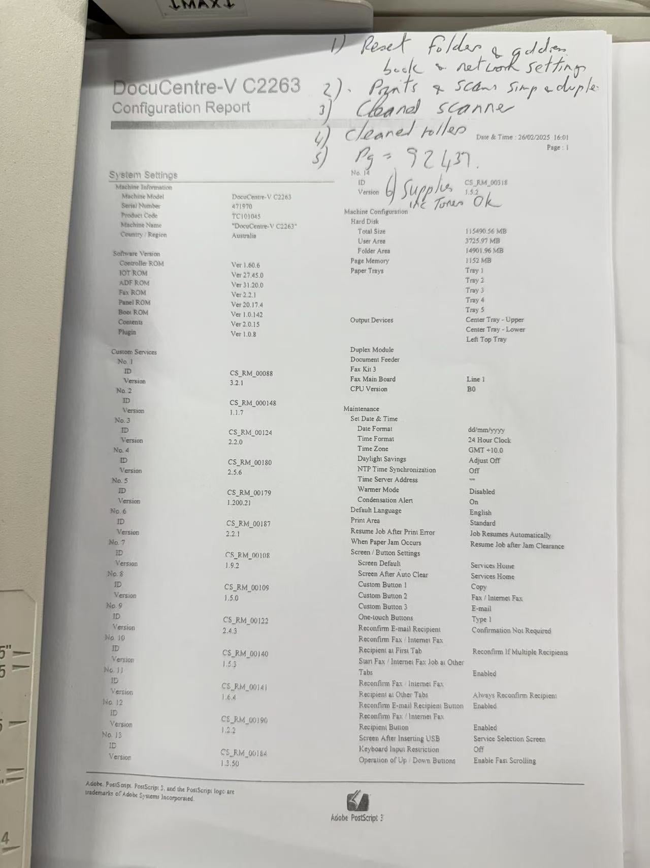 *RFB* Fuji Xerox DocuCentre V-C2263 A3 Colour Laser Multifunction Copier [DCVC2263] - Ex-Leasing Unit