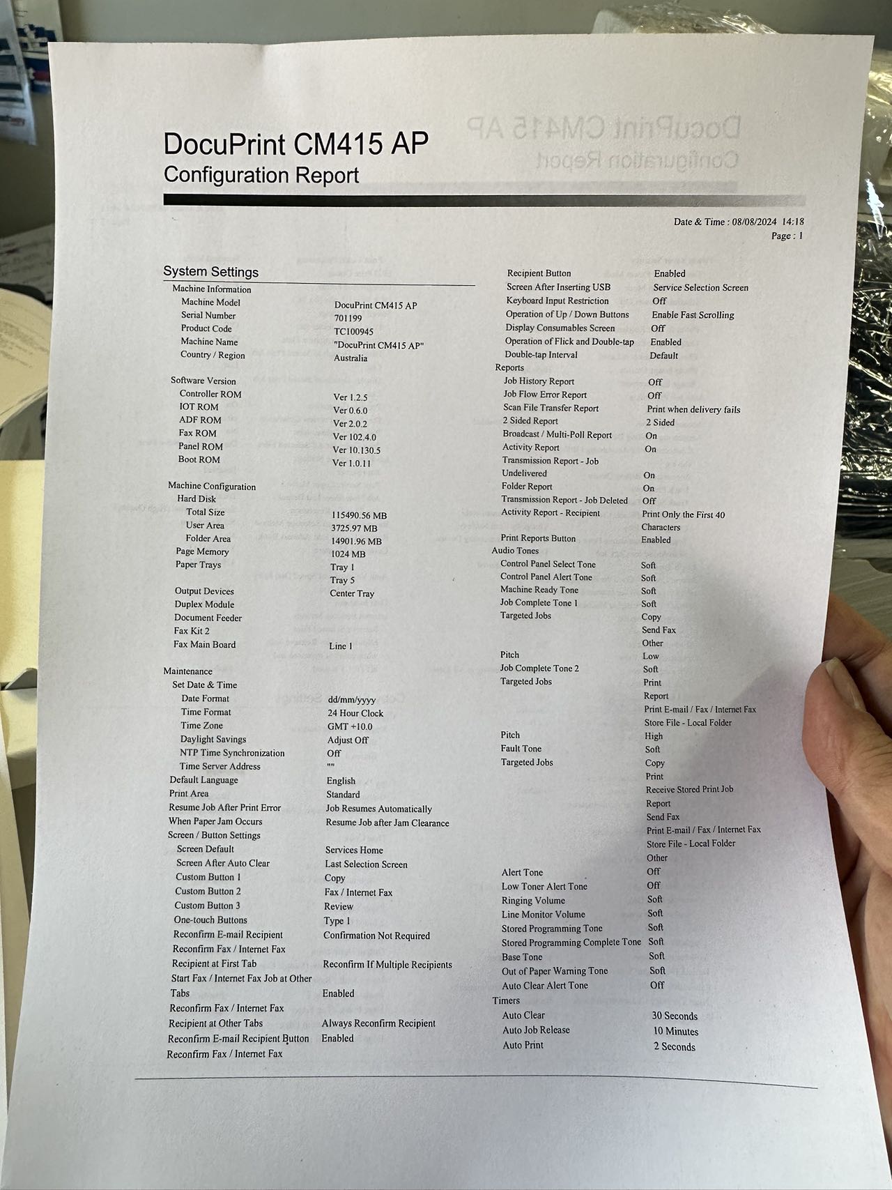 *Ex-Demo* Fuji Xerox DocuPrint CM405df A4 Color Laser Business Multifunction Printer 35PPM 14671P *As New*