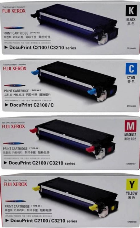 *SALE!* 4x Pack Fuji Xerox DocuPrint C2100 C3210dx Toner Cartridge Set [CT350485-CT350488]