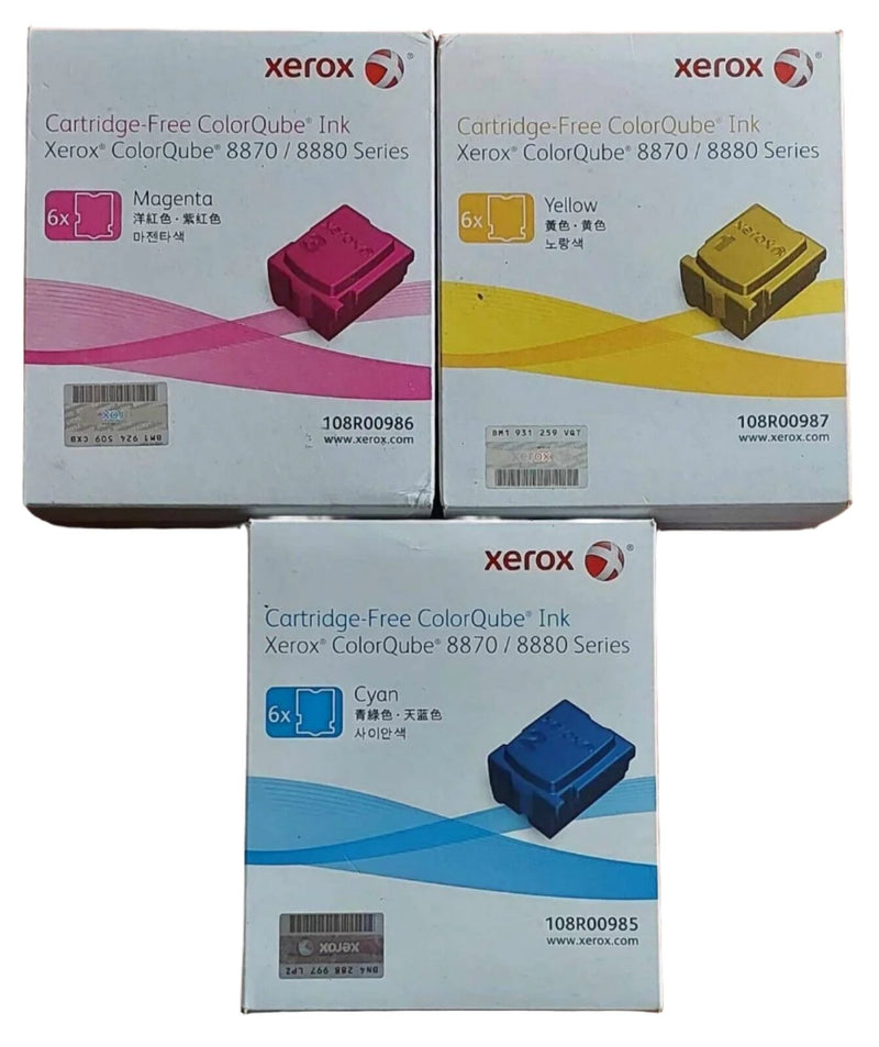 Bundle: 3x Pack Genuine Fuji Xerox ORIGINAL ColorQube 8870/8880 Ink Sticks CMY (108R00985-108R00987)