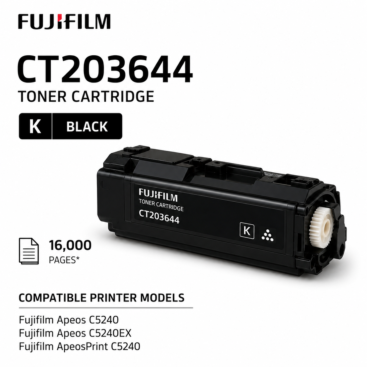 Genuine FujiFilm Apeos C5240 BLACK Toner Cartridge 16K AC5240 APC5240 [CT203644]