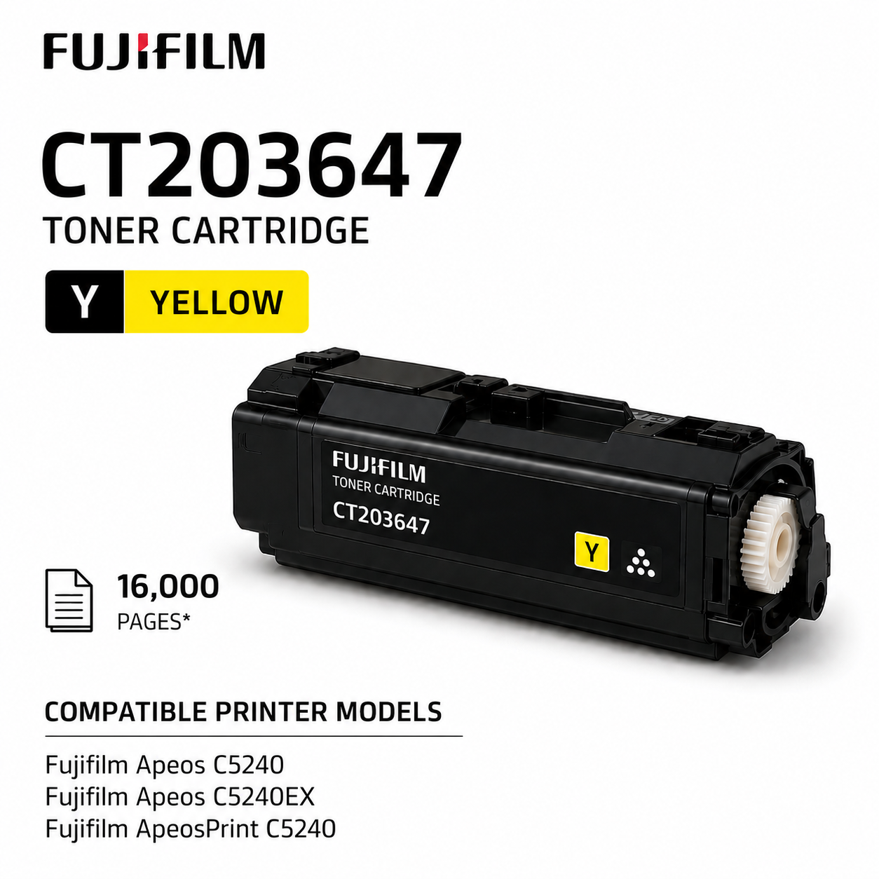Genuine FujiFilm Apeos C5240 YELLOW Toner Cartridge AC5240 APC5240 16K [CT203647]