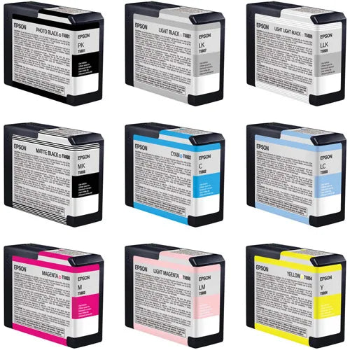 9x Pack Genuine Epson T5801-T5809 Ink Cartridge Set for Stylus Pro 3800 3880