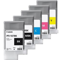 5x Pack Genuine Canon PFI-107 BK/C/M/Y/MBK Ink Set for IPF670 IPF770 for IPF670 IPF680 IPF685 IPF770 IPF780 IPF785