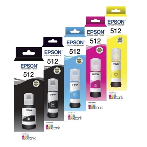 *SALE!* 5x Pack Genuine Epson T512 Refill Ink Bottle Set for ET-7700 ET-7750 (1BK,1PBK,1C,1M,1Y)