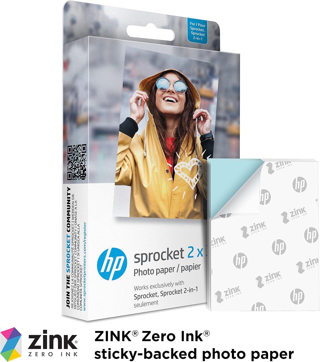 Genuine HP Sprocket 2"x3" Premium Zink Sticker Photo Paper 50x Sheets 1DE39A - HPIZ2X350