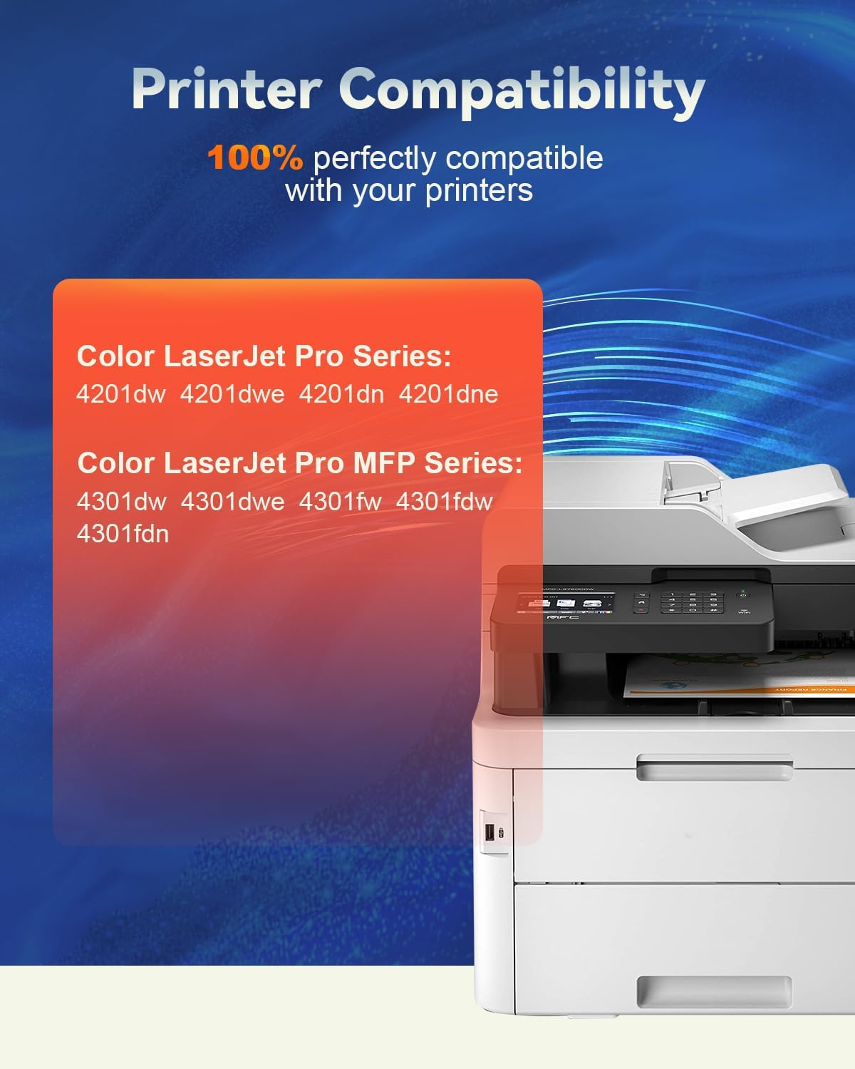 OZ #210A Compatible Toner Set for HP Color LaserJet Pro MFP 4301dw 4301fdw Pro 4201dw 4201dn W2100A-W2103A