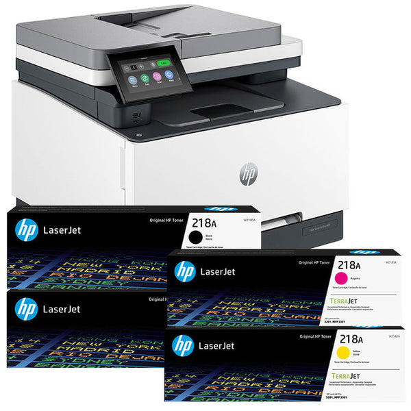 BUNDLE: HP Color LaserJet Pro MFP 3301fdw A4 Wireless Colour Laser Multifunction Printer+#218A Toner Set (W2180A, W2181A, W2182A, W2183A)