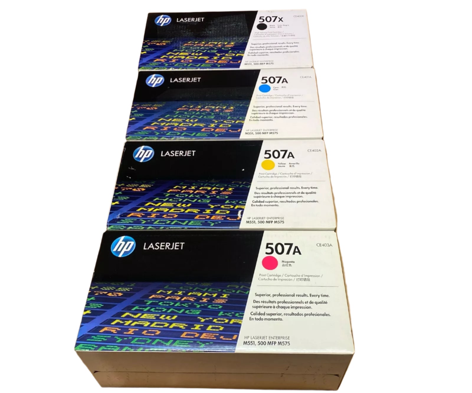 Bundle: 4x Pack Genuine HP CE400X CE401A CE403A CE402A Toner Cartridge Set 507X 507A