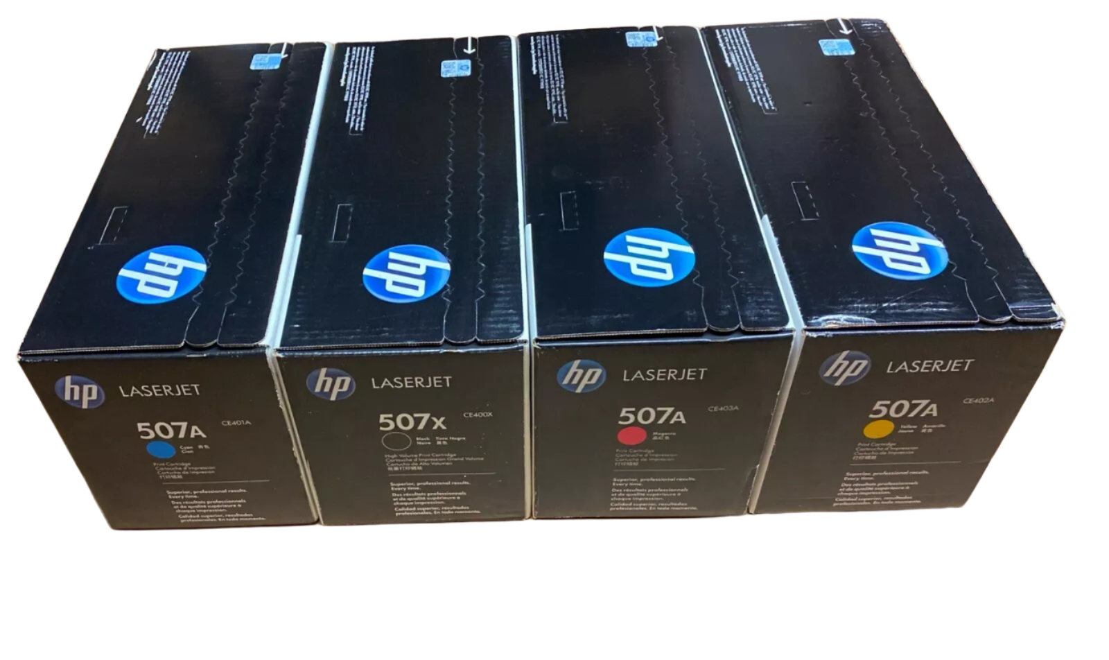 Bundle: 4x Pack Genuine HP CE400X CE401A CE403A CE402A Toner Cartridge Set 507X 507A