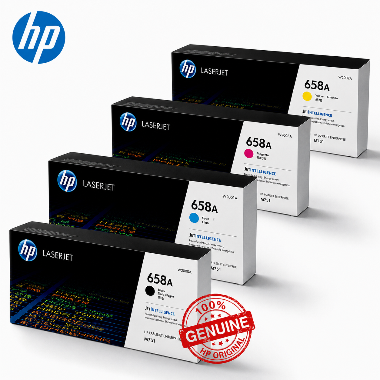 Bundle: 4x Pack Genuine HP W2000A W2001A W2002A W2003A Toner Cartridge Set #658A