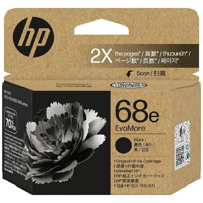 Genuine HP #68e EvoMore Black Original Ink Cartridge for Envy Pro 6520e 6530e 6130e [7FP22TA]
