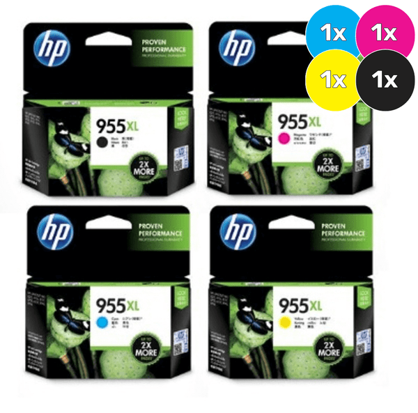 4 Pack Genuine HP 955XL Ink Cartridge Set (1BK,1C,1M,1Y) L0S72AA L0S63AA L0S66AA L0S69AA Bundle