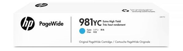 Genuine HP #981YC Cyan Ink Cartridge for PageWide Enterprise Managed E55650 E58650 16K [L0R17YC]