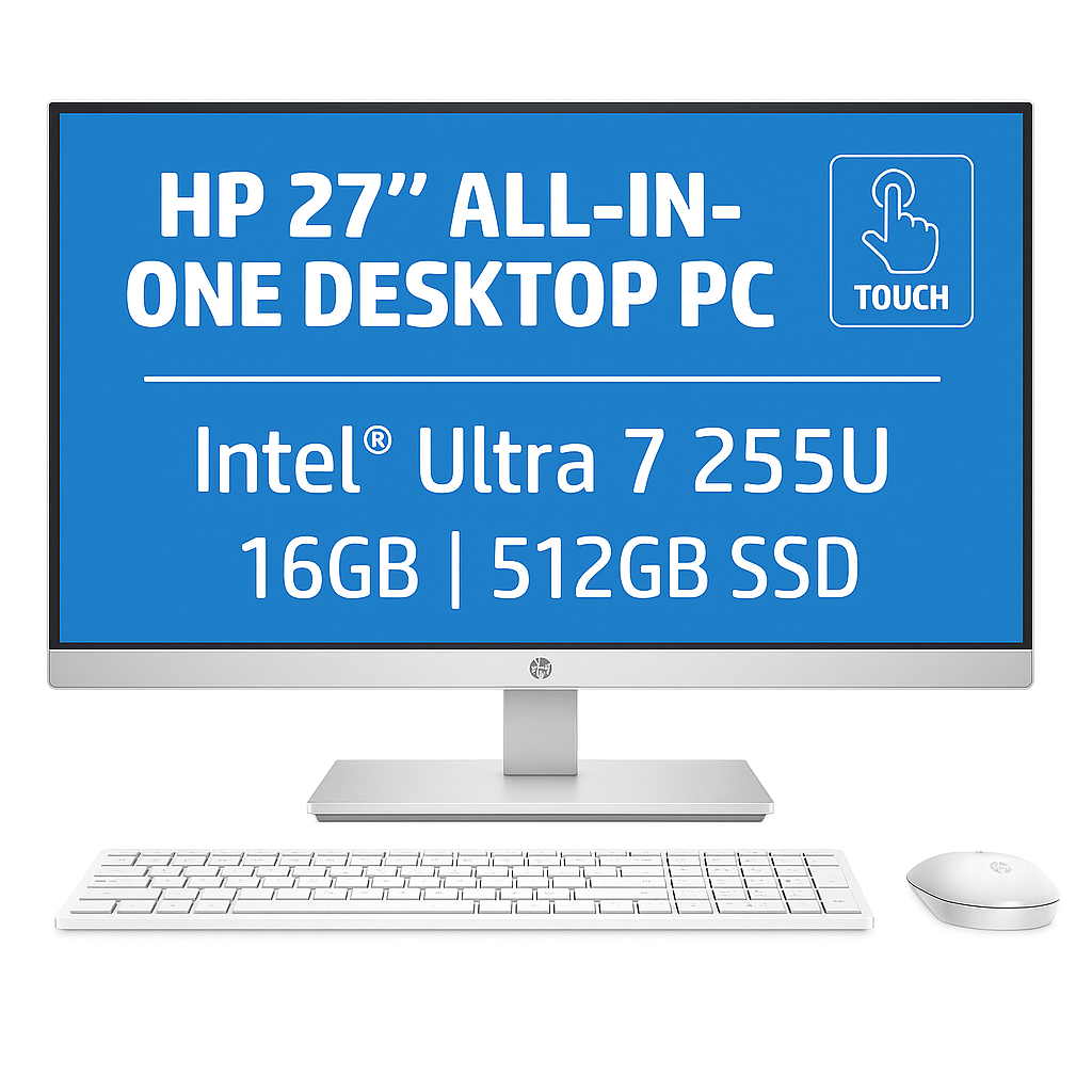 HP 27" All-In-One Desktop PC+Touch IPS FHD Intel Ultra 7 255U 16GB 512GB SSD AI 27-cr2000a[BD0R2PA]