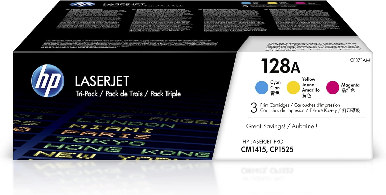 *Bundle* Genuine HP #128A CE321A CE322A CE323A C/M/Y Color Toner Cartridge [CF371AM]