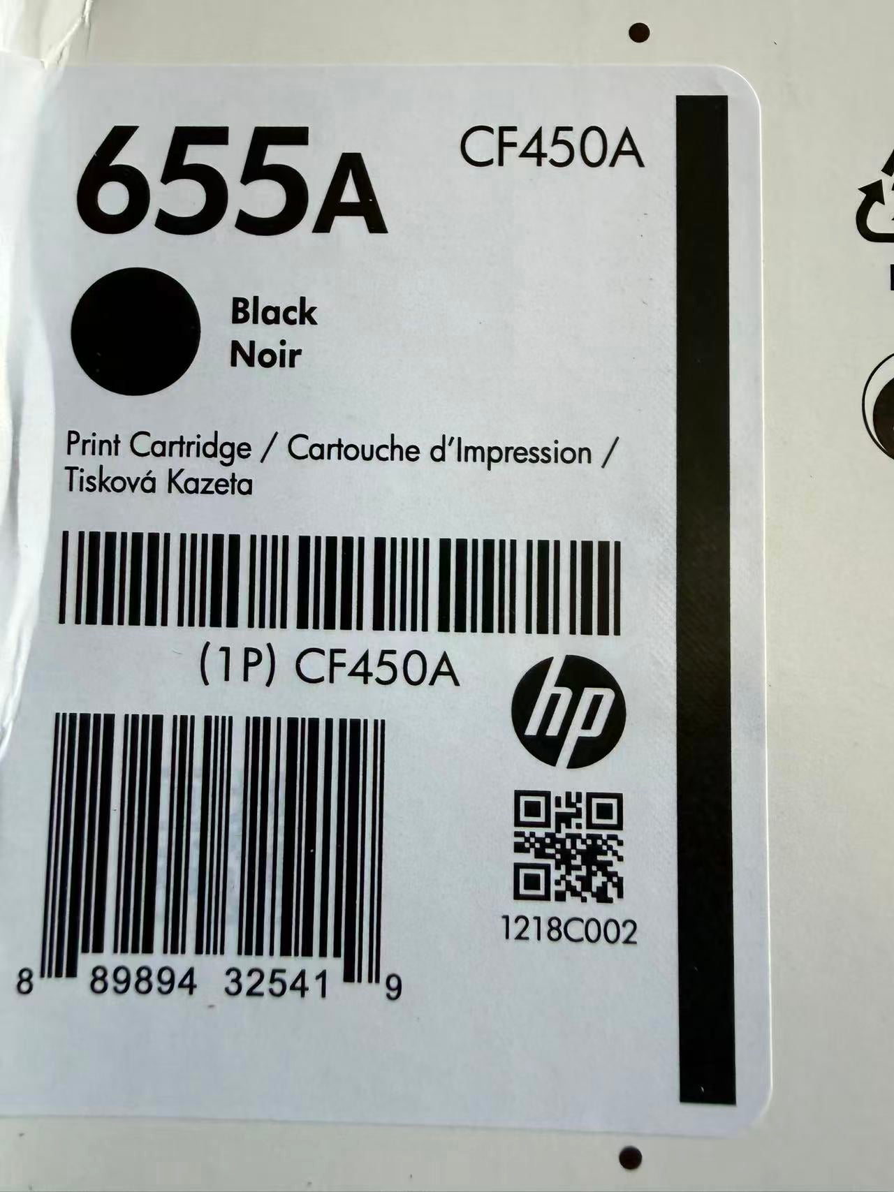 Genuine HP #655A Black Toner Cartridge for Color LaserJet Enterprise M682 M681 M653 M652 CF450A (12.5K)
