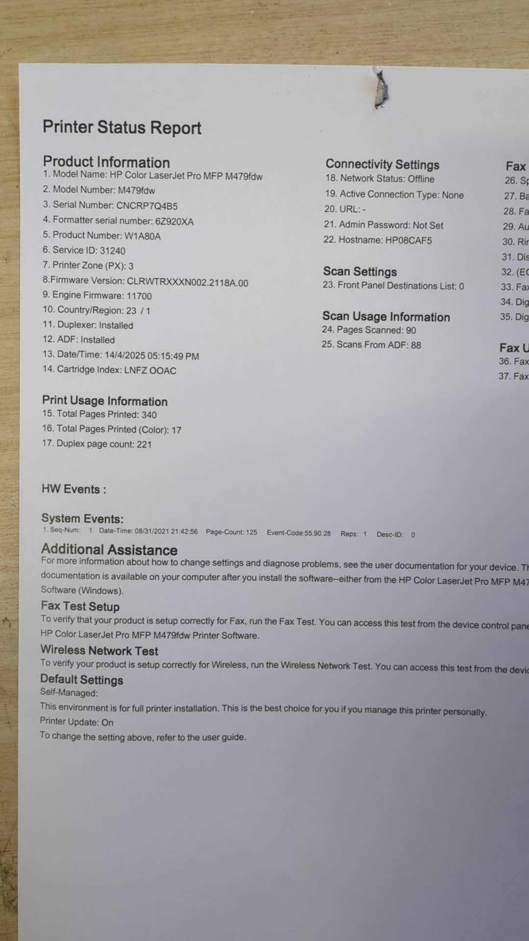 *Ex-Demo* HP LaserJet Pro M479fdw 4-in-1 Wireless Color Laser MFP Printer+Duplexer [W1A80A]