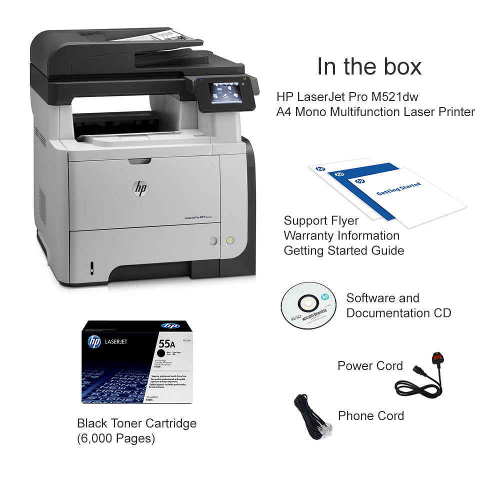 *SALE!* HP LaserJet Pro M521DN A4 Mono Laser MFP Printer 42PPM CE255A [A8P79A]