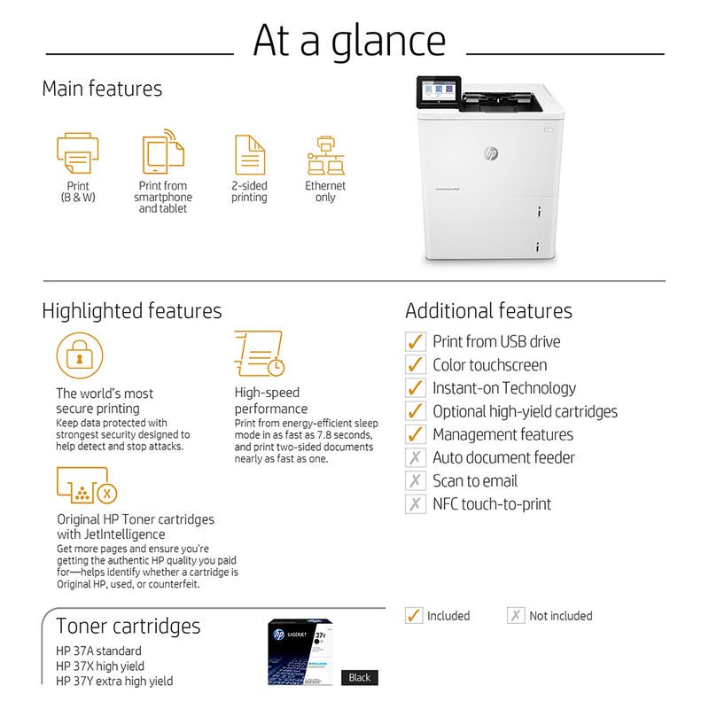 *CLEAR!* HP LaserJet Enterprise M608X A4 Mono Laser Wireless Printer+Extra Tray 65PPM [K0Q19A]