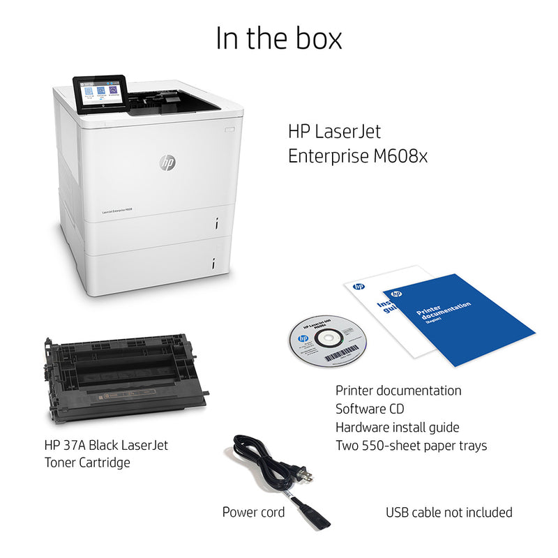 *CLEAR!* HP LaserJet Enterprise M608X A4 Mono Laser Wireless Printer+Extra Tray 65PPM [K0Q19A]