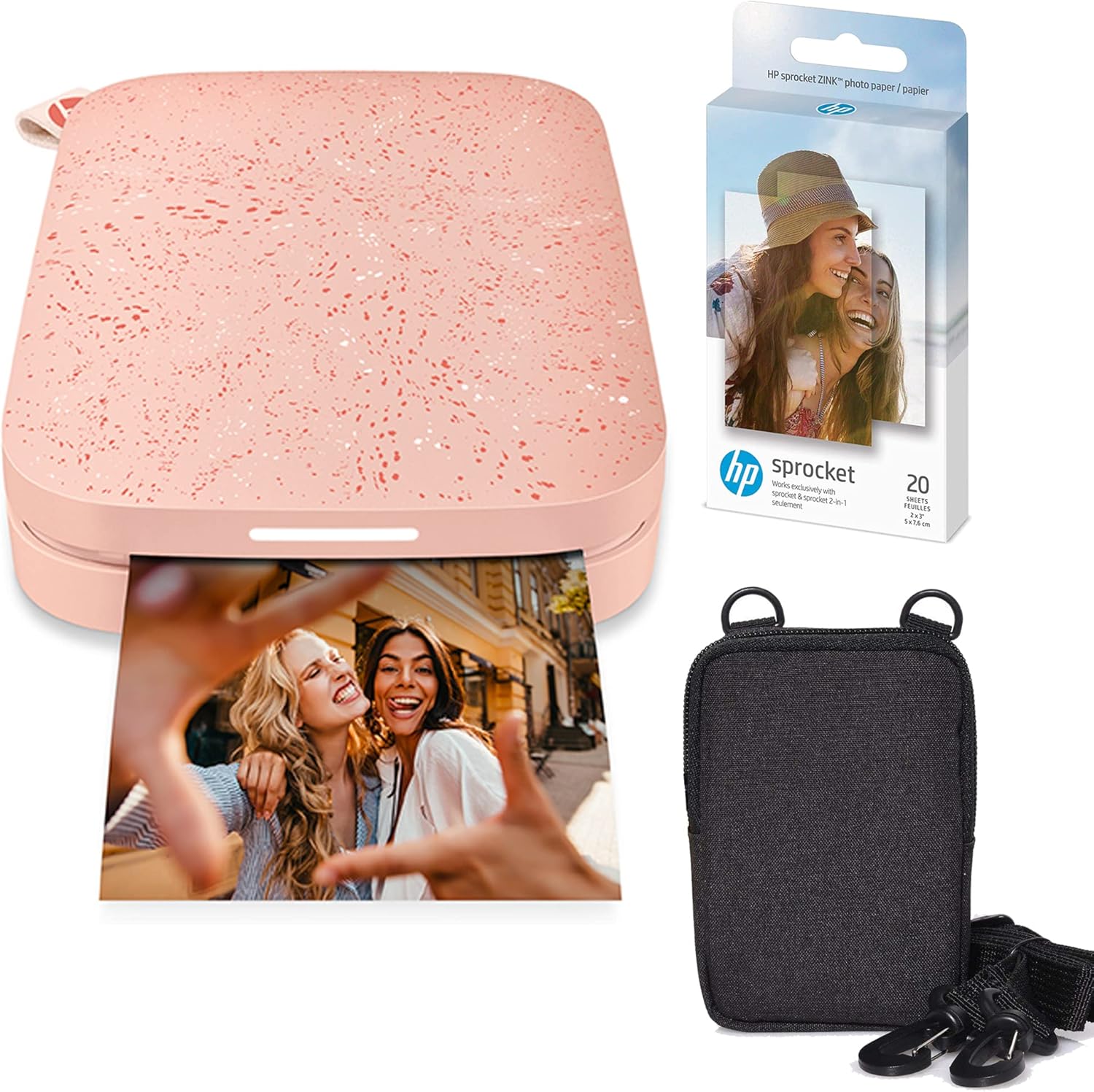 HP Sprocket Portable 2x3 Instant Photo Printer (Blush Pink)+20x Pack Zink Paper Bundle