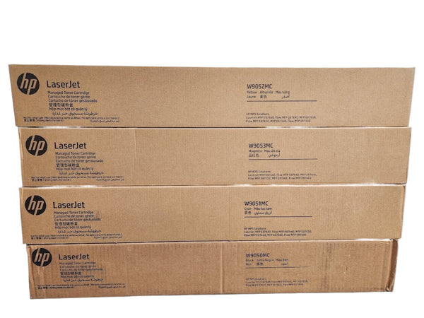 Bundle: Genuine 4-Pack HP W9050MC W9051MC W9052MC W9053MC C/M/Y/K Managed LaserJet Toner Cartridges Set